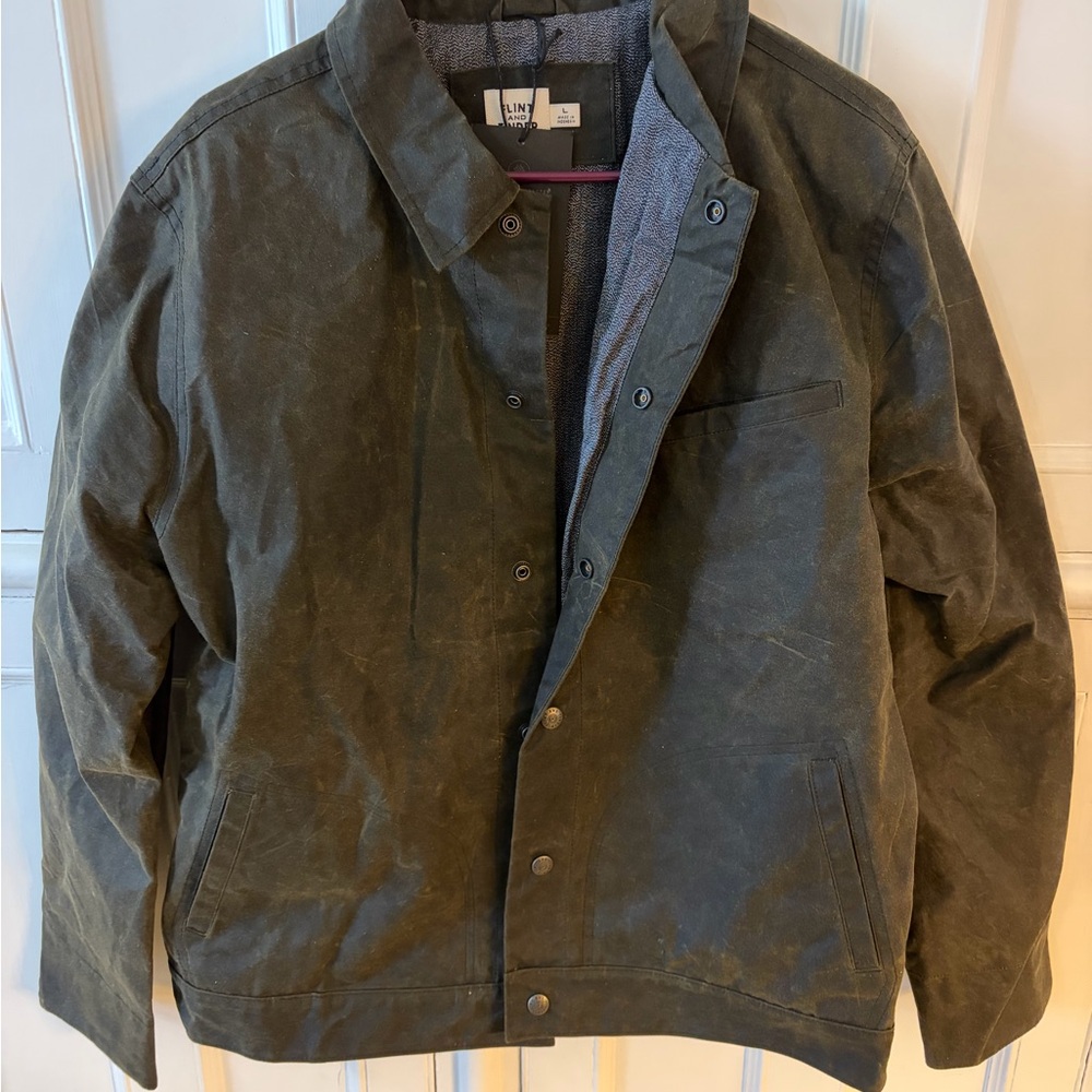 Flint and Tinder James Waxed Snap Jacket Forest Green